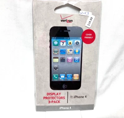 Verizon: 2-Pack Display / Screen Protectors for iPhone 4 or 4s (2 of 3 Unused) - Image 1 of 4