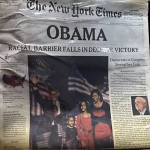 Sealed November 5, 2008 Election Obama Win New York Times Late Edition - Bild 1 von 6