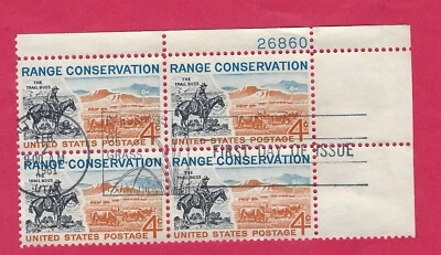 US  SCOTT #1176  RANGE CONSERVATION USED PLATE BLOCK 4  FIRST DAY OF ISSUE 1961 - Image 1 of 2