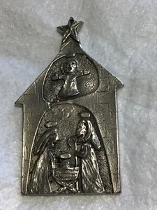 NATIVITY HOLY FAMIly Christmas Ornament  G F Jackson fine pewter  shape chapel - Picture 1 of 5