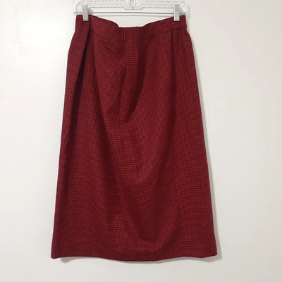 Vintage Jones New York Women’s Red Black Houndstooth Midi Skirt Size 16W - Image 1 of 4
