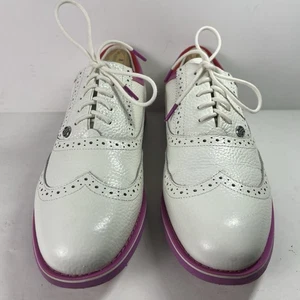 G/Fore Grosgrain Brogue Gallivanter Damen-Golfschuhe Budapester Größe 10 weiß/pink - Bild 1 von 8