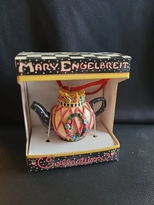 1997 Mary Engelbreit Christmas Ornament Teapot Collection Royal Wreath Black - Picture 1 of 5