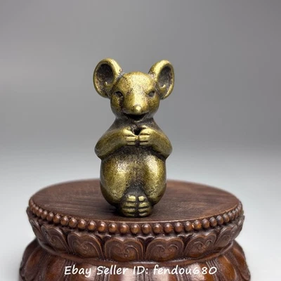 33mm China Pure Copper Bronze Carved Fengshui Rat Mouse Statue Figurines T828 - Image 1 of 4