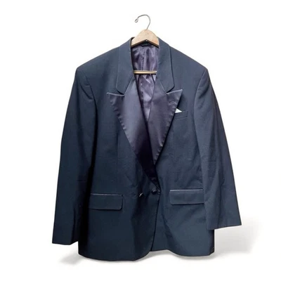 VTG Christian Dior Blazer Tuxedo Jacket Mens 44R Wool Black - Image 1 of 4