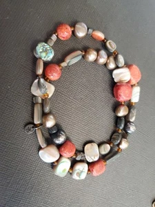 Silpada Sterling Silver Coral Pearl & Shell Stretch Bracelets - Picture 1 of 3