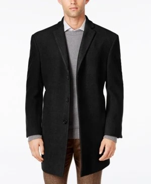 Calvin Klein Mens Slim fit Overcoat Coat 40 L Black Solid - Image 1 of 3