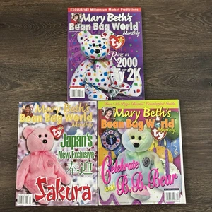 Lot of 3 Mary Beth’s Bean Bag World Magazines TY Beanie Babies Y2K Sakura  - Picture 1 of 7
