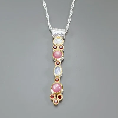Jewellery Ruby Necklace 925 Sterling Silver 17.75"/N27463 - Image 1 of 4