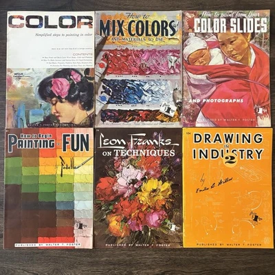 Vintage Lot of 6 Walter T. Foster Painting Drawing Color Mixing Art Books How To - Image 1 of 4