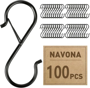 Navona 100 Pcs S Hooks for Hanging Heavy Duty, 3.5-inch 100PCS, Black  - Picture 1 of 6