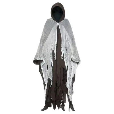 Disfraz de Parca de Halloween para Adultos Capa de Miedo Bruja Capa con Capucha Juegos con disfraces Accesorios Foto 1 de 3