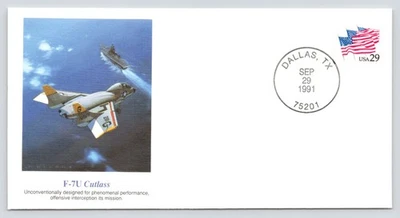 F-7U Cutlass FDC Cachet Fellows Ferguson Art Fleetwood c1991 Dallas Texas Mint - Image 1 of 4