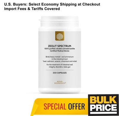 ZEOLIT NOVO Zeolit Spectrum 100% Purified Natural Premium Detox Food Supplement 200 Capsules