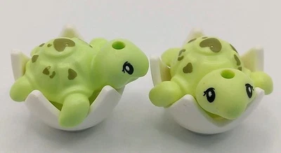 2 Lego Tortuga Marina Bebé Cáscaras de Cría Animal Amarillento Verde Oliva Amigos Foto 1 de 2