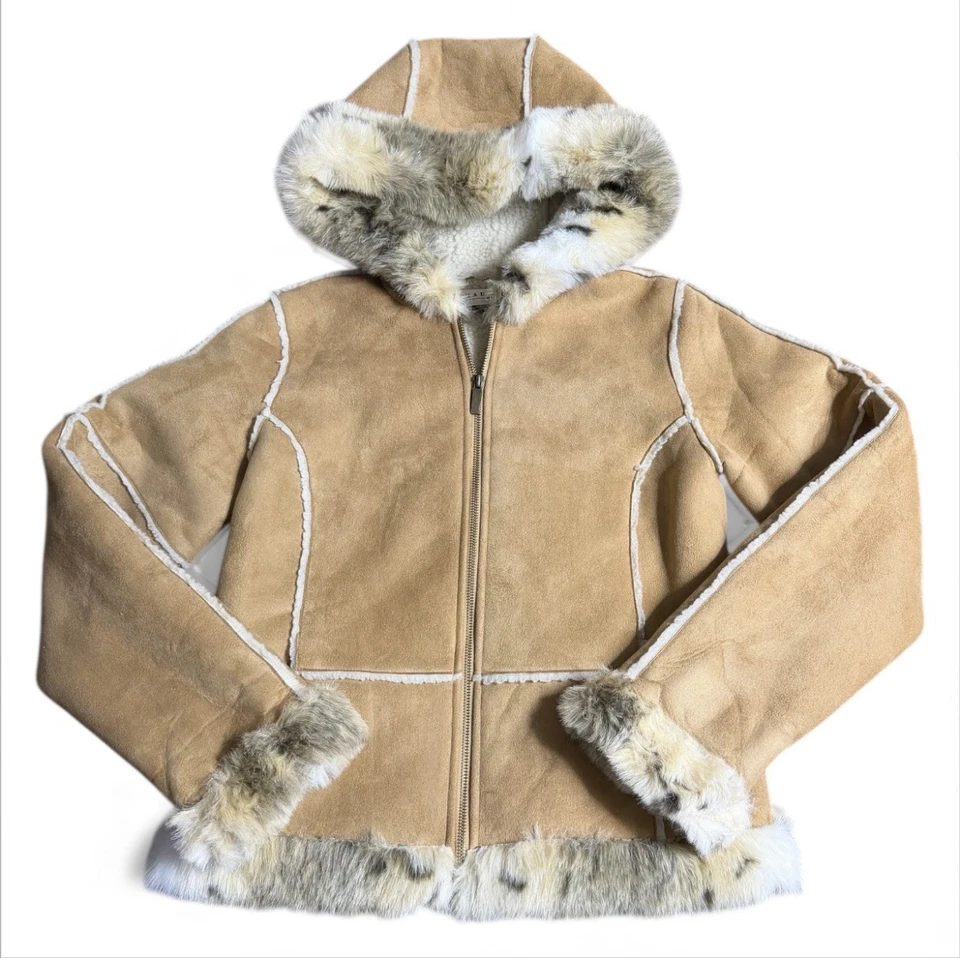 Maurices куртка SZ M гепард желтовато-коричневый замши кожи искусственного меха с подкладкой - Изображение 1 из 4