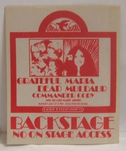GRATEFUL DEAD / JERRY GARCIA - VINTAGE ORIGINAL 70er Jahre CLOTH BACKSTAGE PASS - Bild 1 von 1