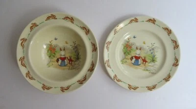 Bunnykins Saucer Bowl & Plate Royal Doulton England Barbara Vernon Vintage - Image 1 of 4