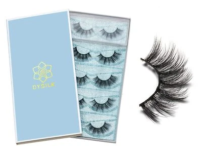 DYSILK 5 Pairs 6D Mink Eyelashes Faux Lashes Cross Fluffy Natural Look #001 - Image 1 of 4