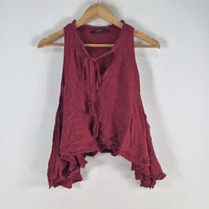 Guess womens blouse top size S red sleeveless Vneck rayon 096071 - Picture 1 of 10