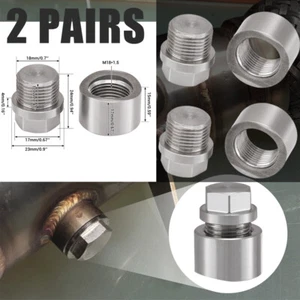 2 Pairs M18 X 1.5 O2 OXYGEN SENSOR BUNG & PLUG WELD IN / ON WIDEBAND THREADED - Picture 1 of 14