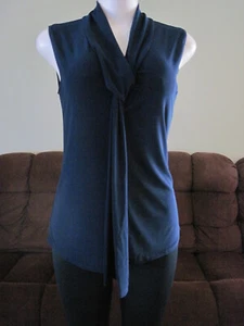 Vintage Candid Soul Women’s Elegant NAVY V-Neck Top w/Shawl Tie. size XL. NWT - Picture 1 of 6