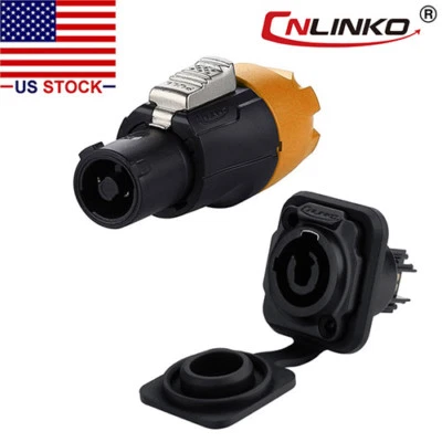 3 Pin Power Circular Connector Plug & Socket Waterproof Compatible w/ Neutrik  - Image 1 of 4