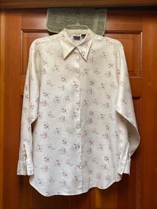SIZE MED "GAP" SMALL PINK/GREEN PRINT FLORAL SHIRT/BLOUSE - Picture 1 of 8