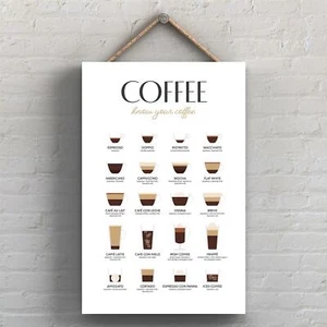 Coffee Essentials Guide Light Kitchen Decorative Hanging Plaque Sign - Picture 1 of 1