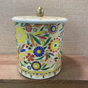 Vintage Multi Colored Floral Tin Can Canister with Lid Made in Holland - Picture 1 of 6