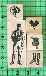 Equestrian Set S719 rubber stamp set of 5 by CTMH DOTS JRL Design Horse Jockey - Picture 1 of 3
