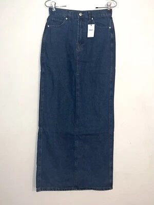 Forever 21 NUEVO Jean Denim Maxi Falda Larga Recta Lavado Medio Abertura Trasera Talla S Foto 1 de 4
