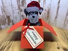 Christmas Schnauzer Dog, pop up box card, 3D, Handmade