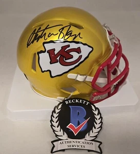 Christian Okoye Signed Kansas City Chiefs Flash Mini Football Helmet Beckett - Picture 1 of 4