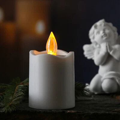LED Grabkerze Grablicht flackernd Lichtsensor H: 9,5cm bis zu 2500h f.Außen weiß - Bild 1 von 4