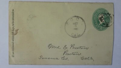 1891 Cool El Dorado California Non-Standard Cancel with U.S. Mail Fancy Cover - Image 1 of 2