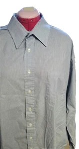 Van Heusen Mens Button Down Shirt 18.5 35/36 White Blue Pinstripe - Picture 1 of 12