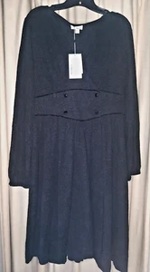 TheKorner schwarzes Krepp Wickelkleid mit Samtknopf & Akzenten, Neu mit Etikett Gr. XL / EU 44 - Bild 1 von 4
