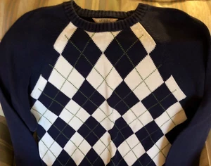 Boys Size 18-20 cotton blue & white argyle pullover Arizona Sweater - Picture 1 of 4