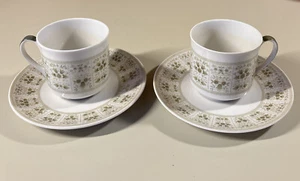 2 Vintage Royal Doulton Samarra 2 3/4" flache Tasse und Untertasse Set - Bild 1 von 13