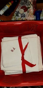 Vintage Klassische Damast Servietten rotes Monogramm  59/64 cm,  ca.  20er Jahre - Bild 1 von 3