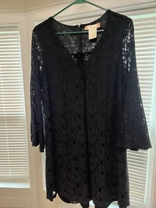 Flying Tomato Dress Black Lace Mini Sz. 1X Flair Sleeves Classy Gothic Chic Sexy - Picture 1 of 15