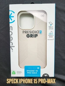 SPECK Apple iPhone 15 Pro Max PRESIDO 2 GRIP Case BLEACHED BONE/w-TEMPERED GLASS - Picture 1 of 6