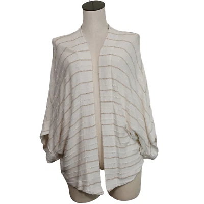 Cárdigan Dolan Shrug Mujer Colección Costa Izquierda Med Frente Abierto Blanco Rayas Foto 1 de 4