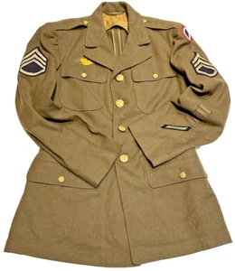 1942 Original Segunda Guerra Mundial Estado Mayor del Ejército de los Estados Unidos Sargento Rayas y Parche Lana Talla 37 Muy Bueno - Imagen 1 de 18