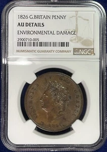 1826 Great Britain Penny George IV NGC AU Details - Picture 1 of 2