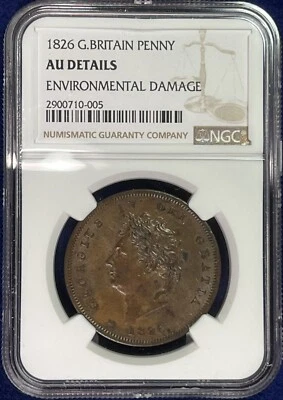 1826 Great Britain Penny George IV NGC AU Details - Image 1 of 2