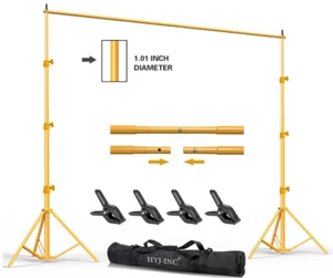 10x8.5ft Gold Backdrop Stand Kit, Adjustable Photo Studio Frame-by HYJ-INC (NIB) - Picture 1 of 8