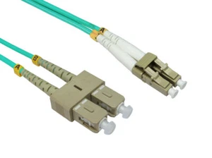0.5m OM4 Aqua Fibre Optic LC SC Duplex MM 50 125 Patch LSZH Cable [007256] - Afbeelding 1 van 1