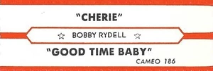 Jukebox Title Strip - Bobby Rydell: "Good Time Baby / "Cherie" - from 1960 - Picture 1 of 1